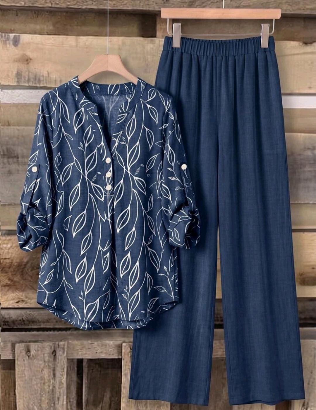 Conjunto de 2 piezas de pantalón y blusa manga larga – Bajo pedido