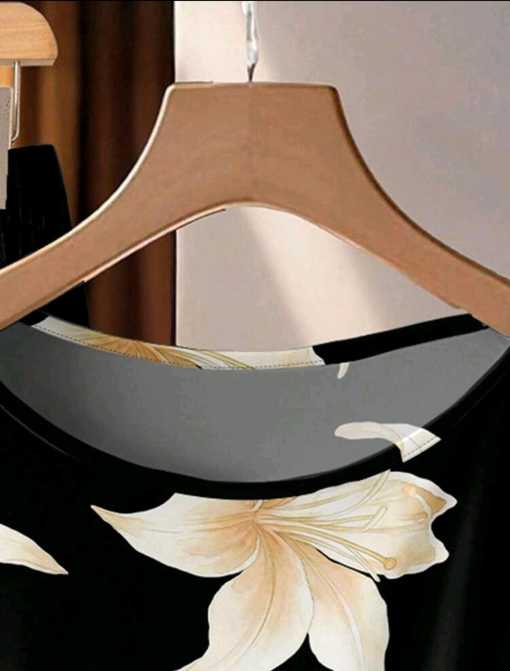 Conjunto de 2 piezas de blusa con estampado de flor de lirio y lazo, y pantalones rectos holgados para mujer