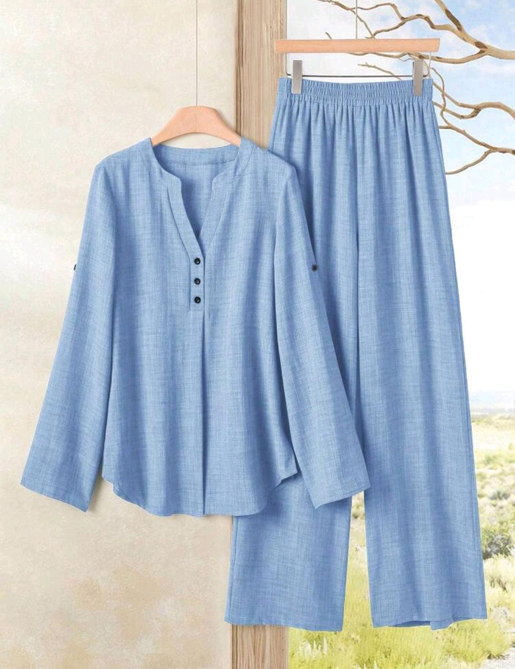 Conjunto de 2 piezas de pantalón y blusa manga larga – Bajo pedido