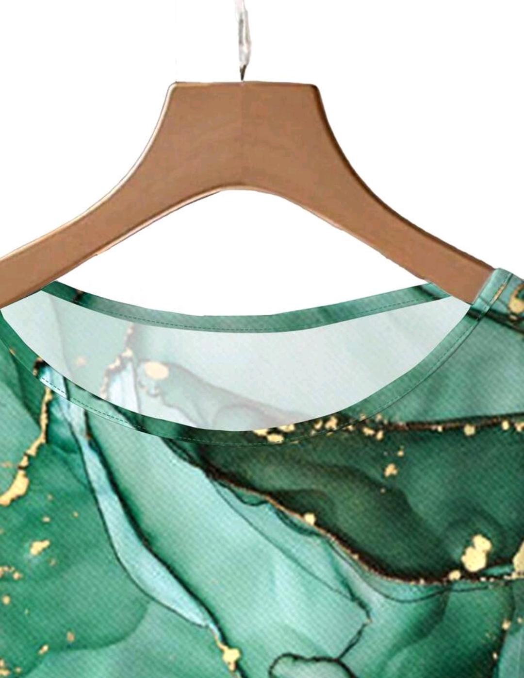 EMERY ROSE Conjunto de 2 piezas de talla grande con estampado de textura de mármol elegante, adecuado para fiestas.