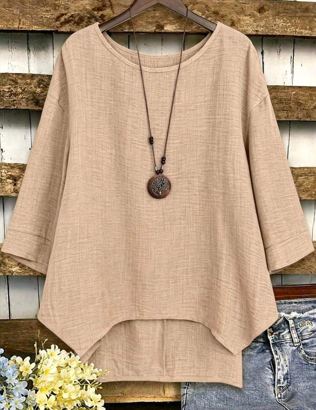 Blusa Plus de corte amplio y manga media | Bajo pedido
