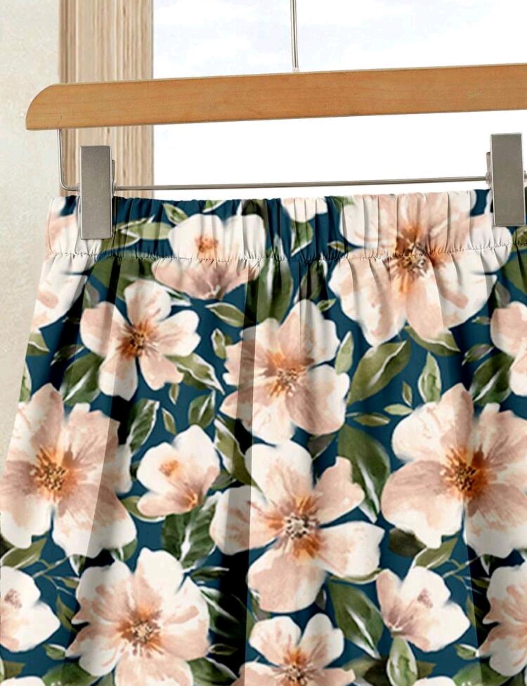 Rusticease Conjunto de 2 piezas para mujer de verano elegante color beige liso con top & falda estampada, atuendo casual para fiesta de té, manga corta cómodo para vacaciones.