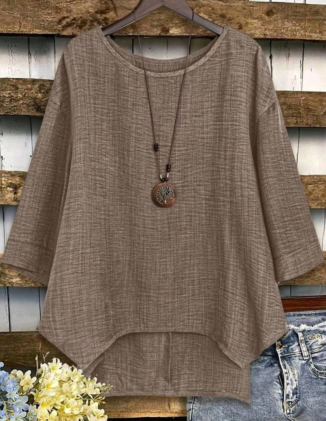 Blusa Plus de corte amplio y manga media | Bajo pedido