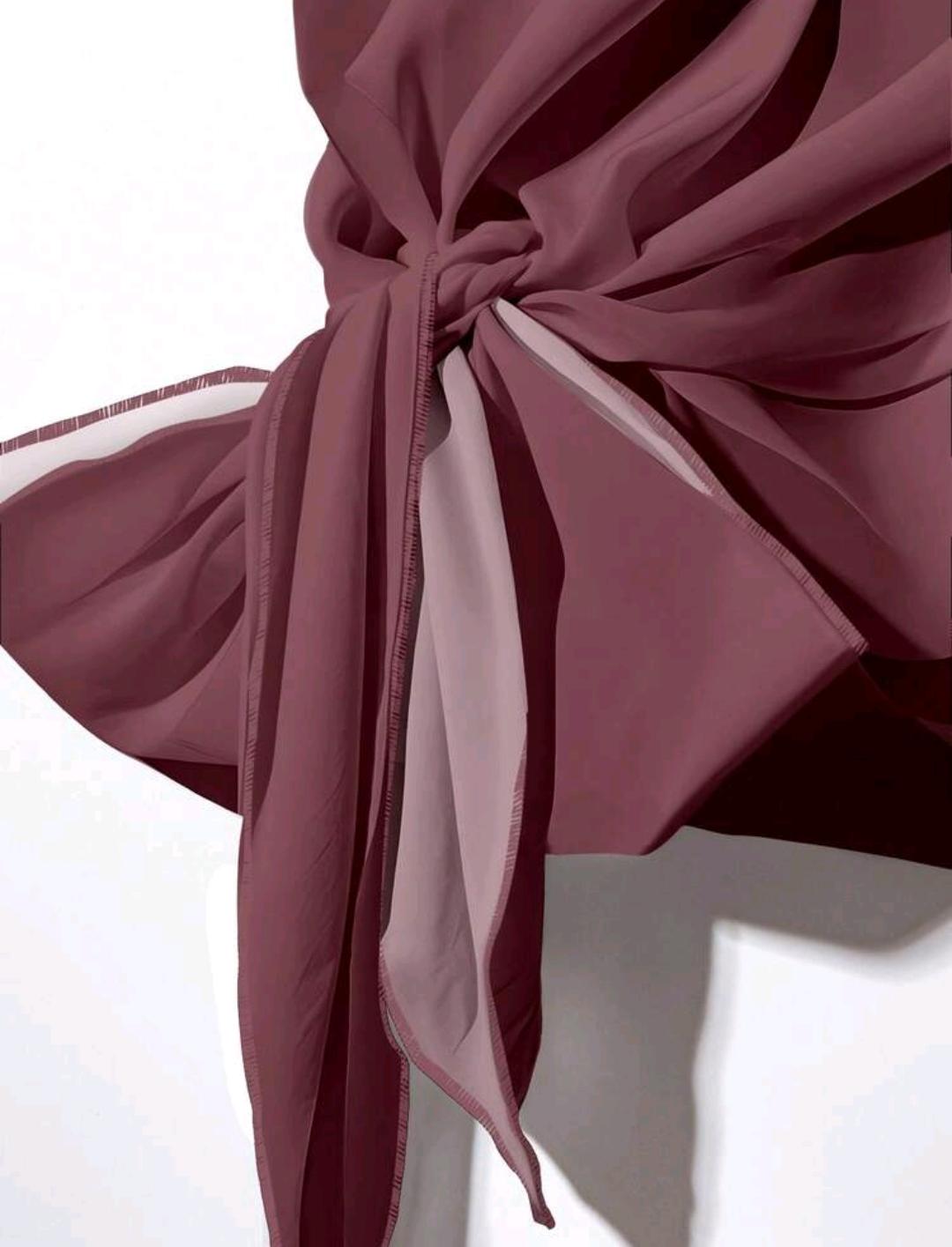 2 piezas Conjunto de camisa con corbata de moño rojo ciruela y pantalones rectos sueltos con estampado geométrico, adecuado para primavera y verano