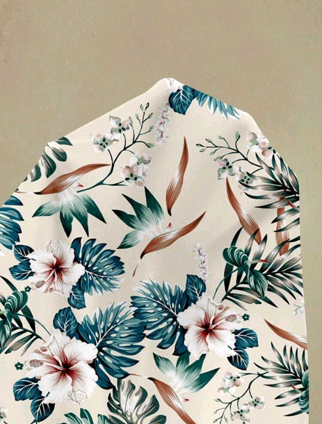 Conjunto de blusa con estampado de hojas tropicales + falda midi color sólido, conjunto de ropa de verano para mujer.