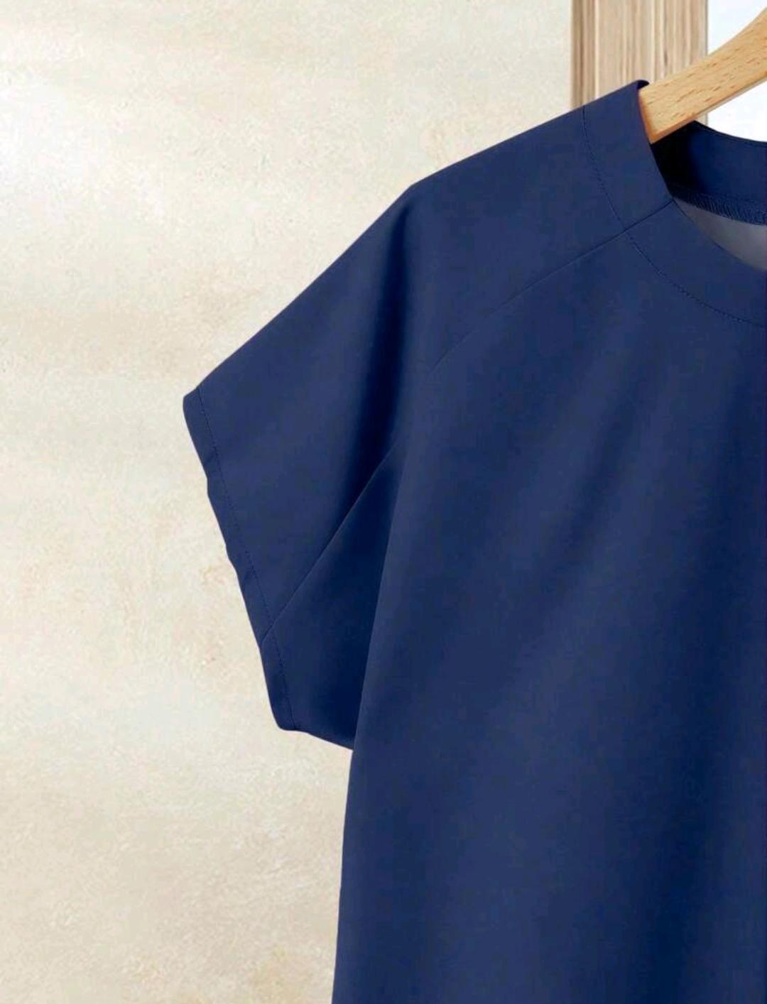 2 piezas Conjunto de blusa casual de unicolor + falda estampada  conjunto de ropa de verano para mujer.