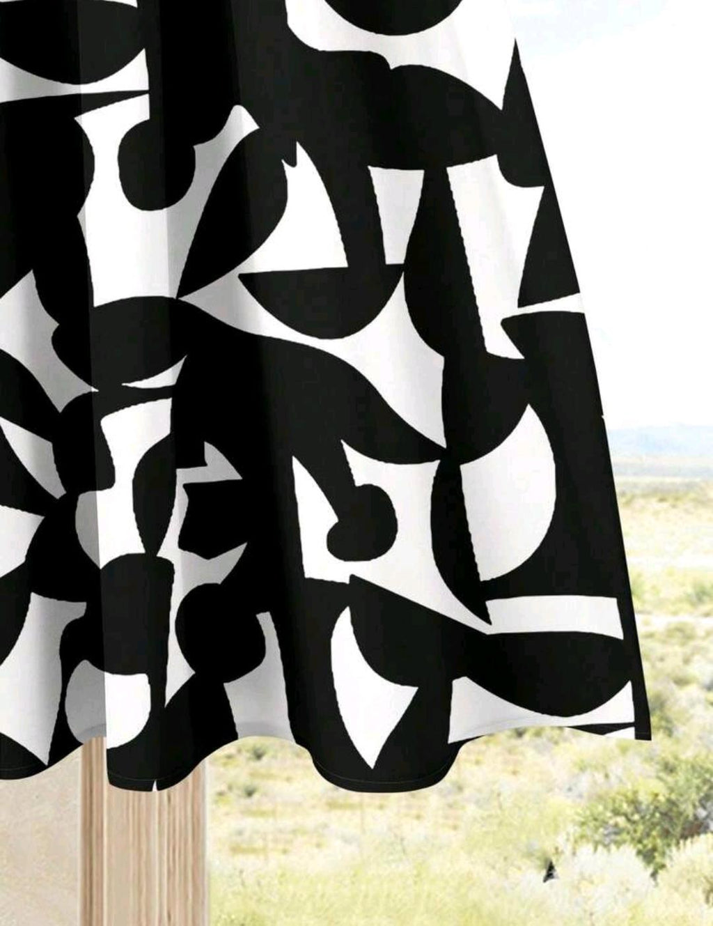 Rusticease 2 piezas Conjunto de top casual de unicolor + falda con estampado geométrico blanco y negro para vacaciones de verano.