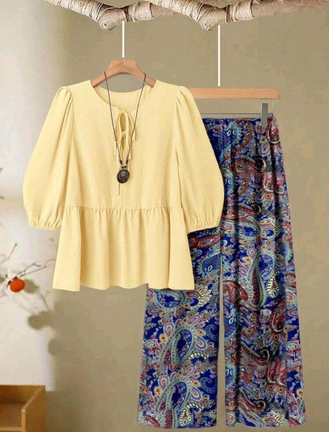 Conjunto de 2 piezas de pantalón y blusa