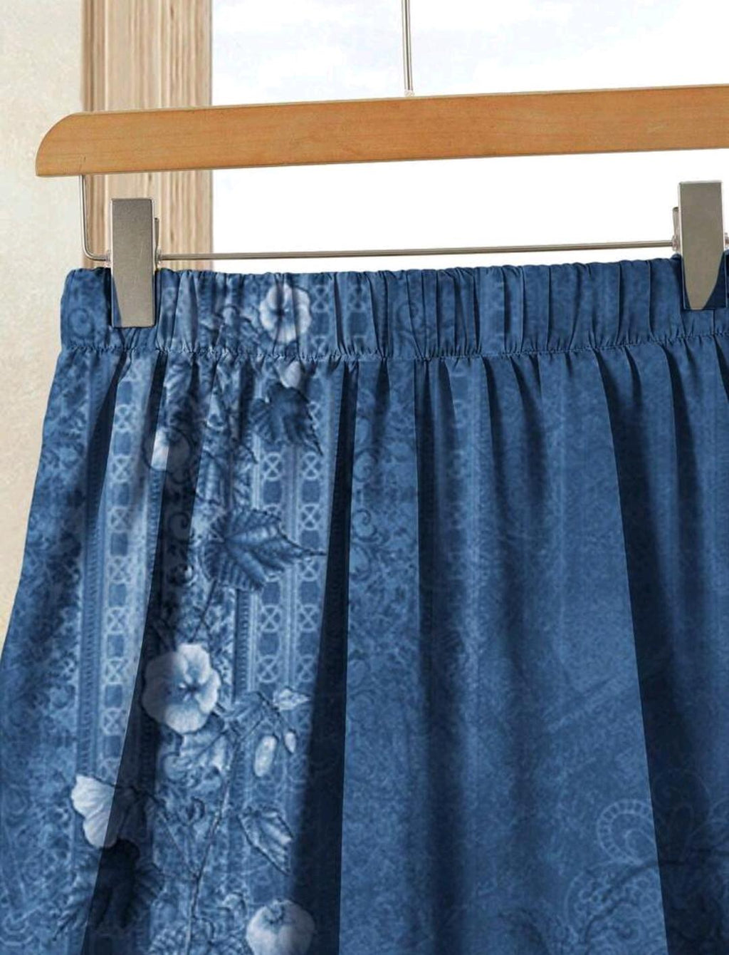 Conjunto de 2 piezas de falda con estampado floral y blusa color azul