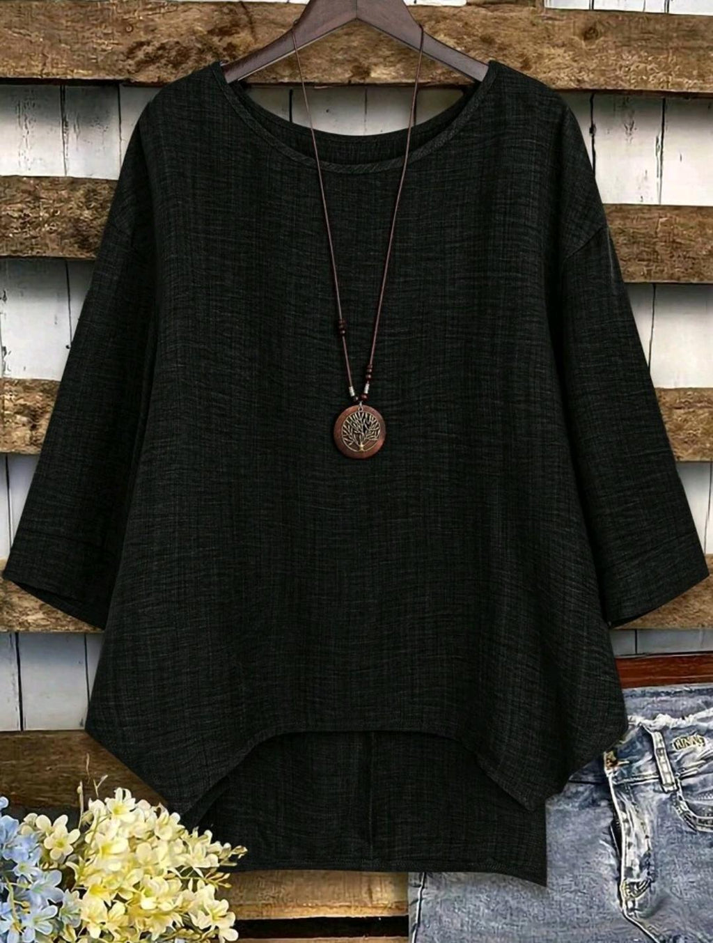 Blusa Plus de corte amplio y manga media | Bajo pedido