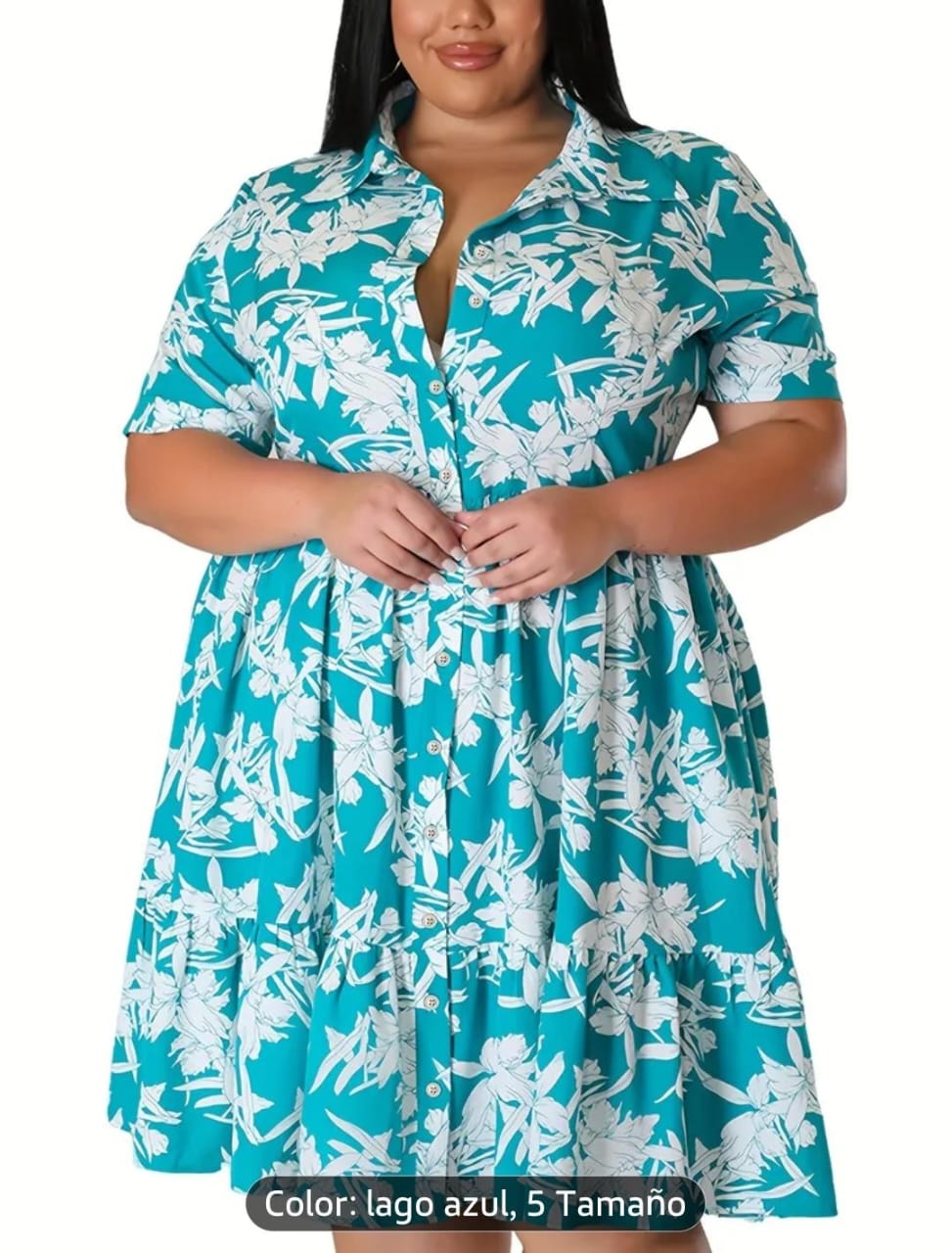 Vestido de talla grande con estampado de flores, ideal para vacaciones de verano y picnic