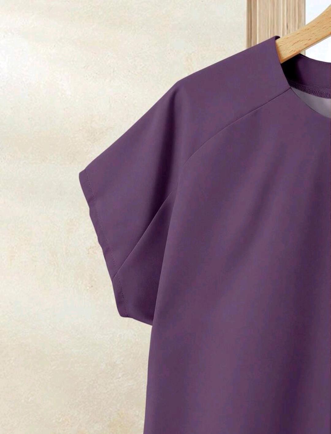 Rusticease Conjunto de 2 piezas para mujer de top de color liso + falda estampada, elegante y casual para vacaciones, atuendo de verano, top estampado, malva púrpura, púrpura floral.