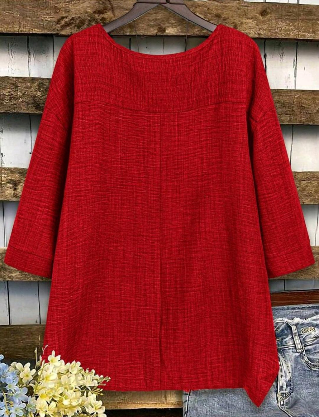 Blusa Plus de corte amplio y manga media | Bajo pedido