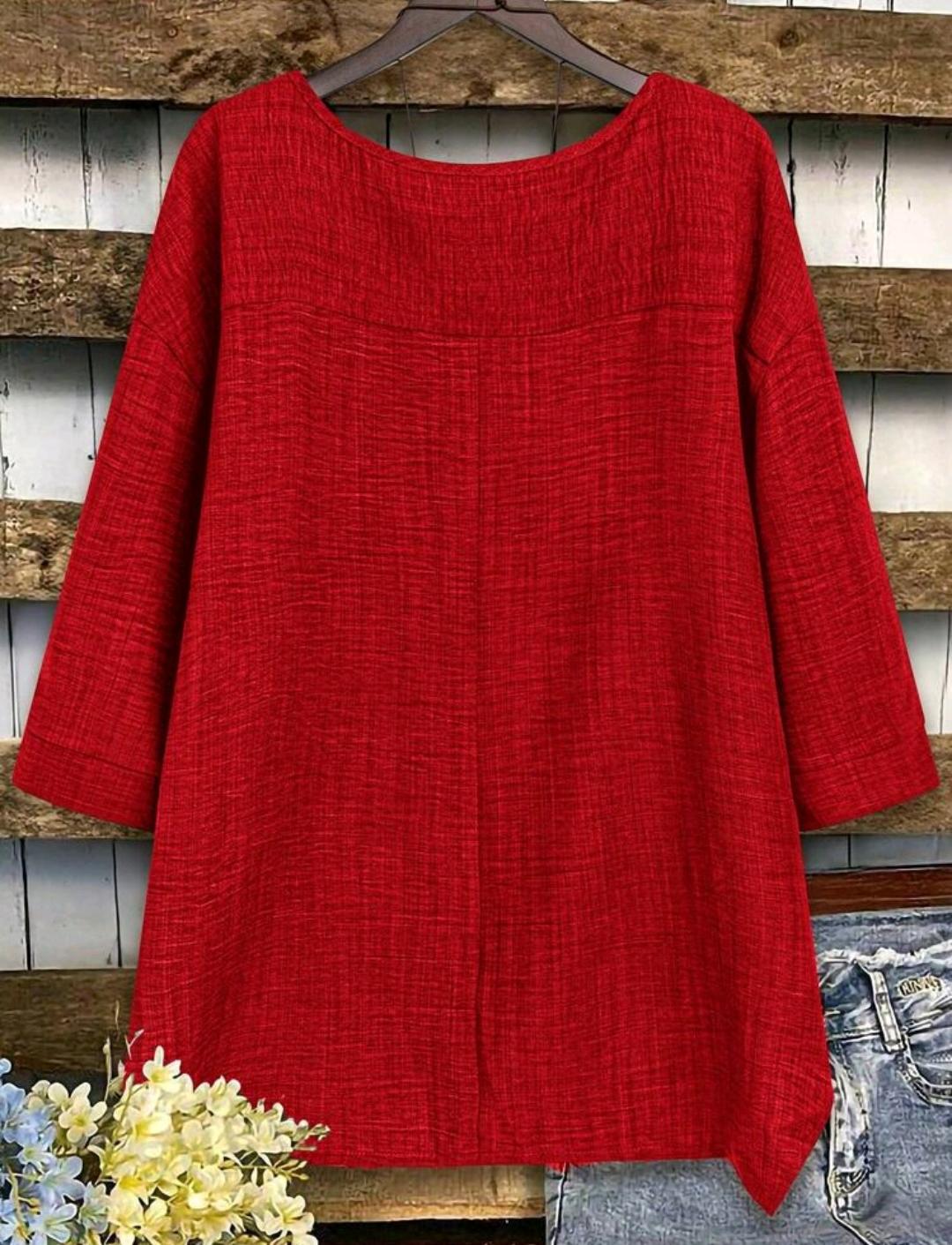 Blusa Plus de corte amplio y manga media | Bajo pedido