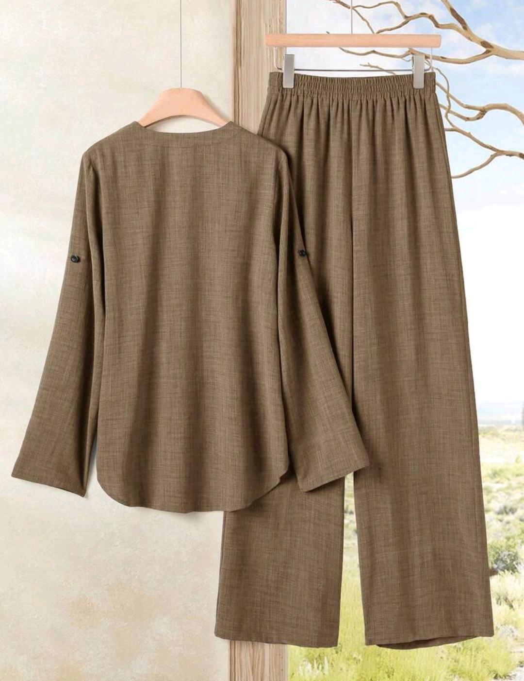 Conjunto de 2 piezas de pantalón y blusa manga larga – Bajo pedido