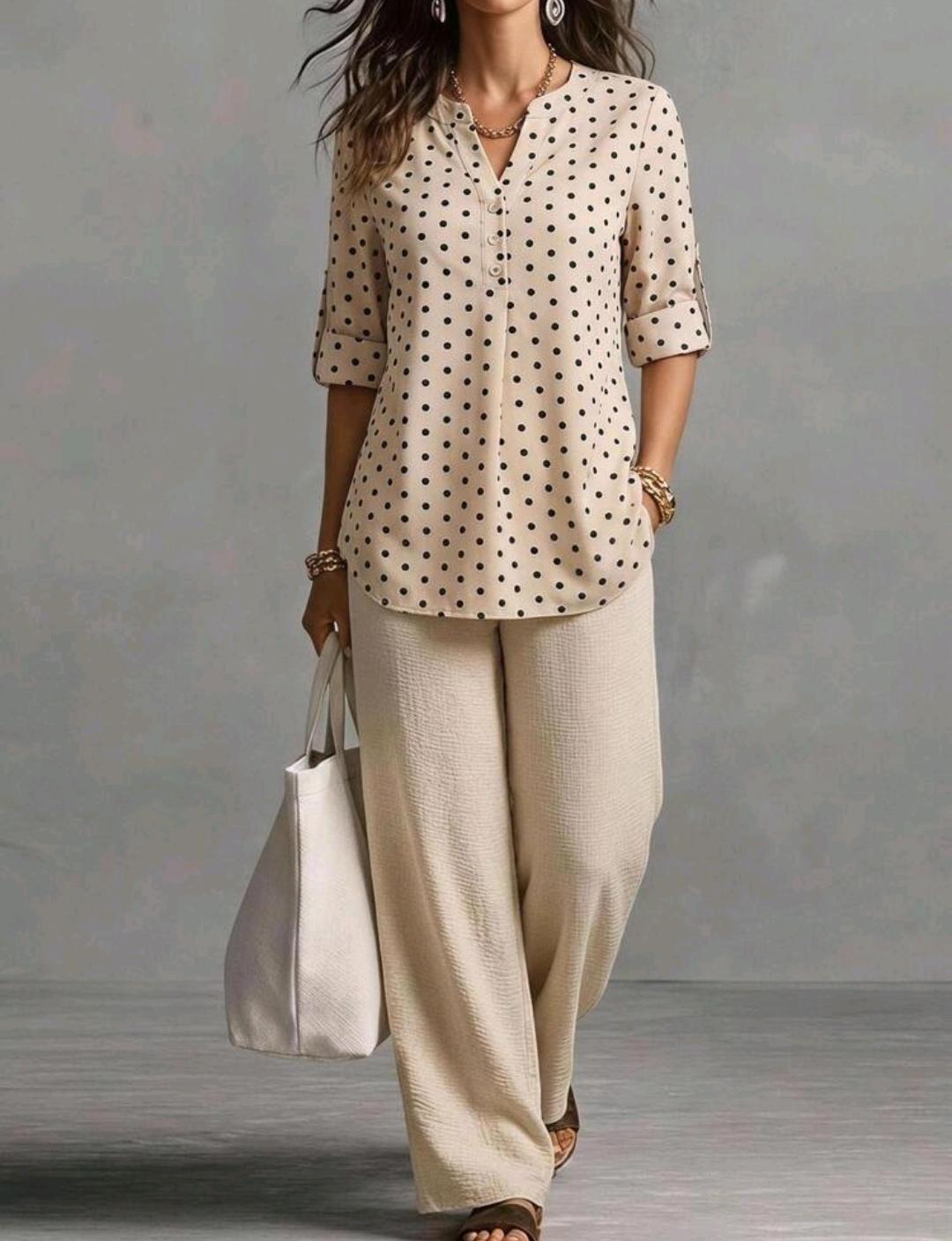 Conjunto de 2 piezas de pantalón y blusa manga larga – Bajo pedido