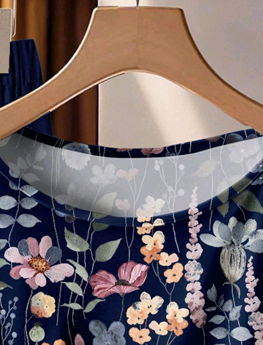 EMERY ROSE Conjunto de 2 piezas con estampado floral elegante para mujer de talla grande, primavera/verano.