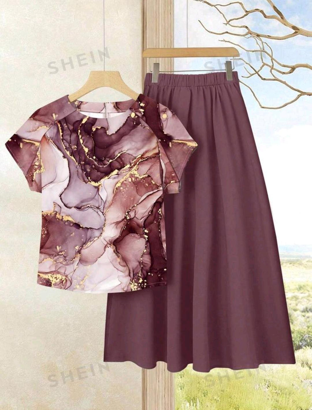 Conjunto de 2 piezas de falda y blusa