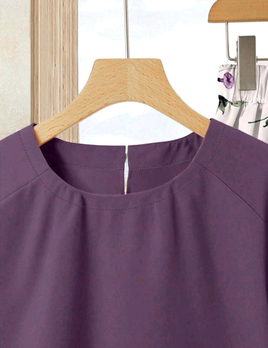 Rusticease 2 piezas Conjunto de top casual de unicolor + falda estampada, ideal para vacaciones y reuniones especiales.