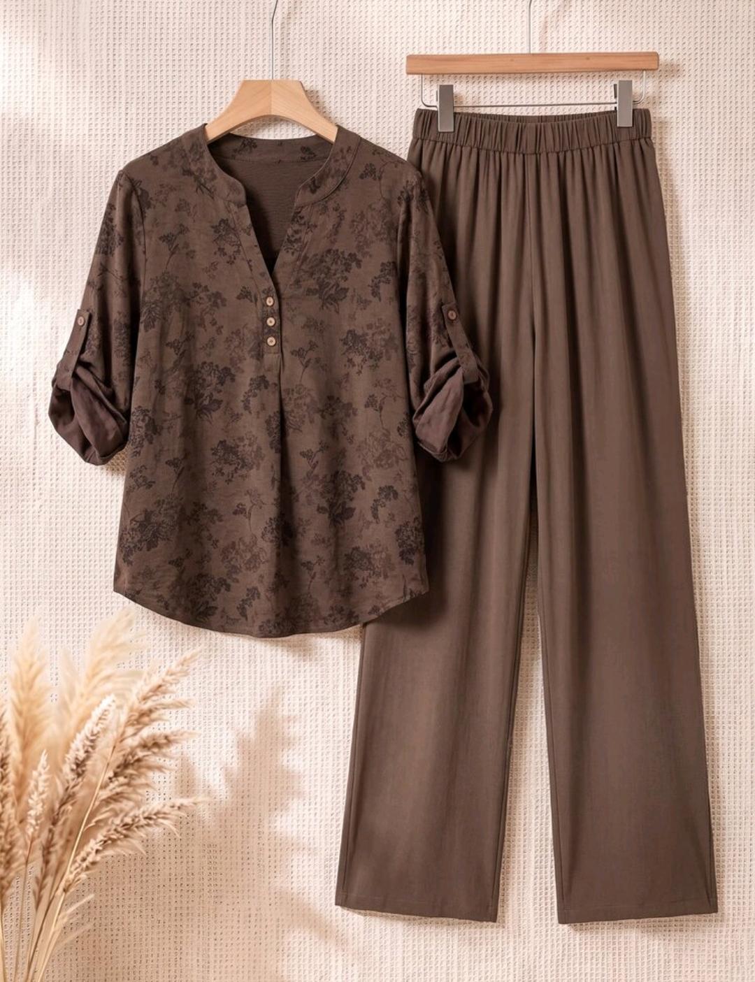 Conjunto de 2 piezas de pantalón y blusa manga larga – Bajo pedido