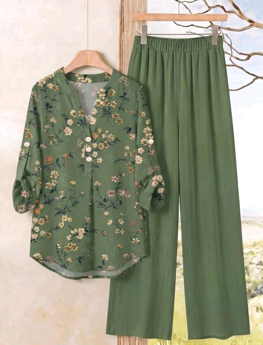 Conjunto de 2 piezas de pantalón y blusa manga larga – Bajo pedido
