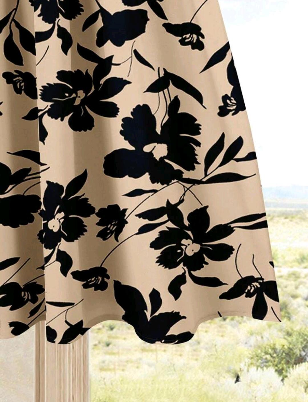 Rusticease Set de 2 piezas  top de unicolor + falda estampada para vacaciones casuales de mujer, conjunto de verano.