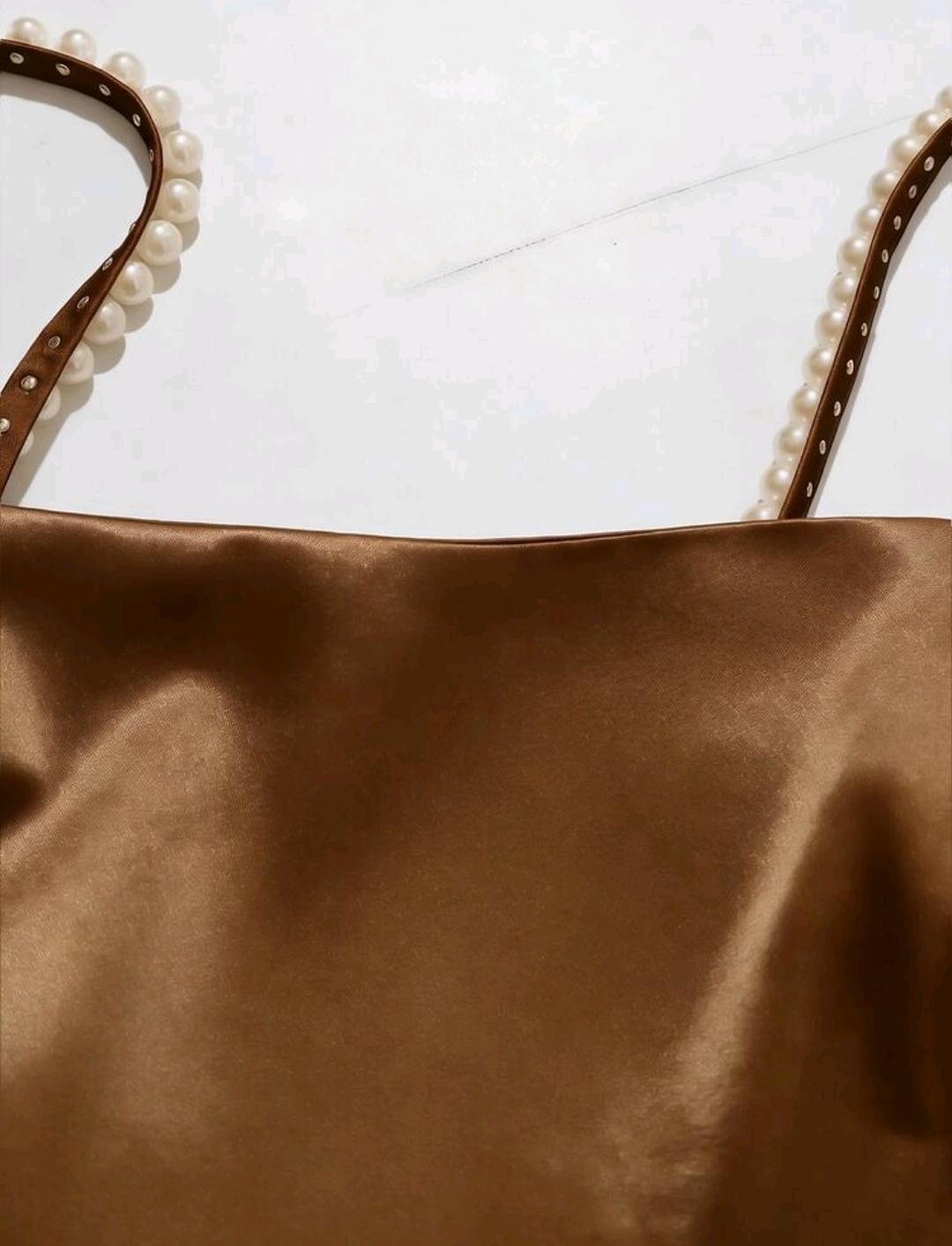 Vestido Gala Perla con drapeado y abertura | Bajo pedido