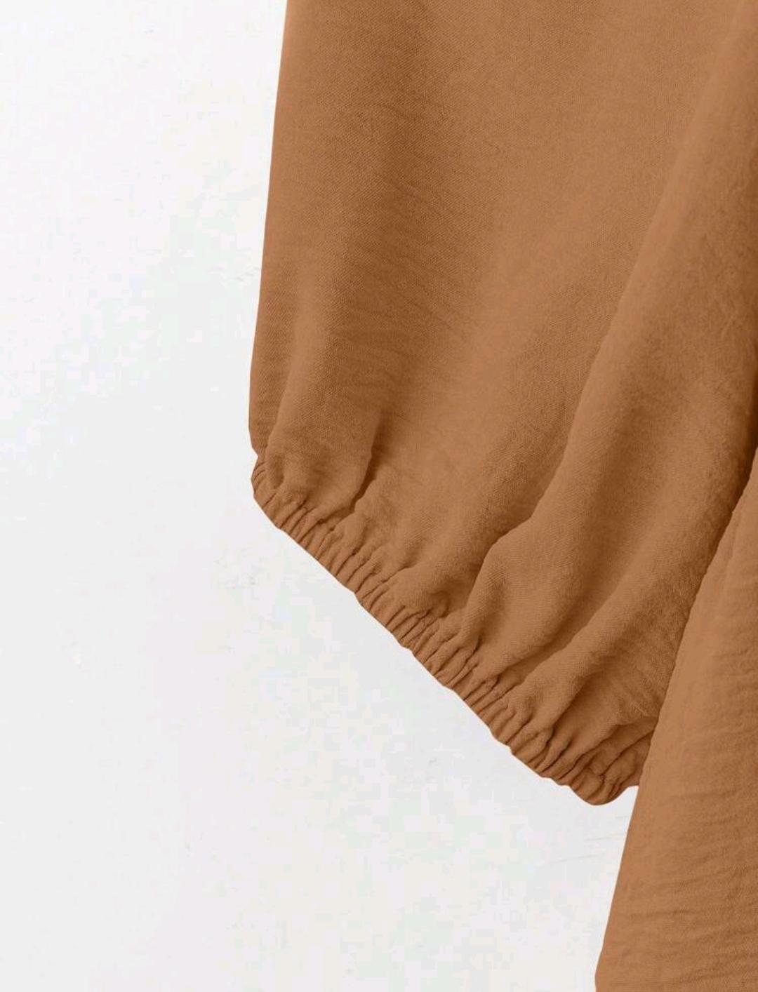 Linhara Conjunto informal de dos piezas de blusa con nudo delantero y pantalones anchos estampados para mujer de talla grande.