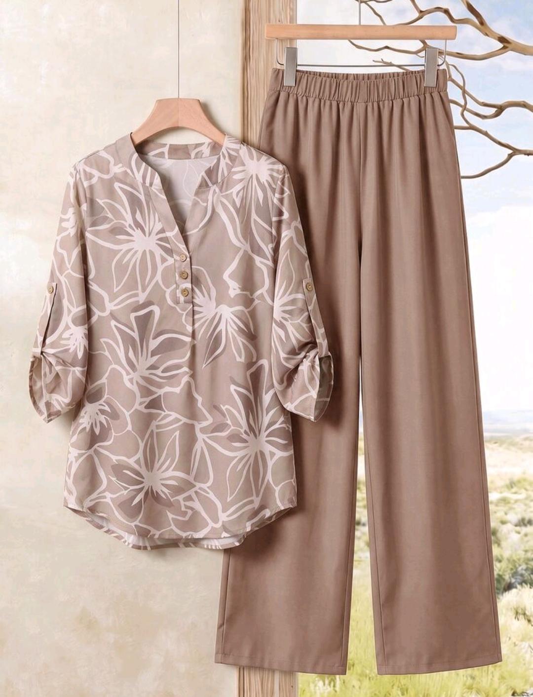 Conjunto de 2 piezas de pantalón y blusa manga larga – Bajo pedido