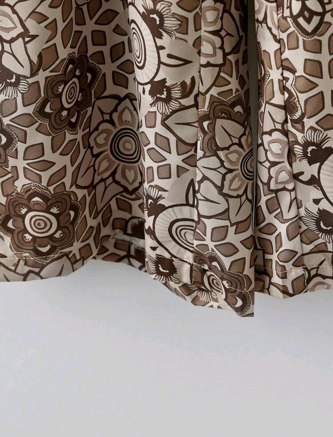 Conjunto de Camisa y Pantalon con Mangas de Linterna y volantes en el bajo con estampado floral rosa para Mujer talla grande, atuendo bohemio de otoño para vacaciones y festividades, conjunto de 2 piezas de ropa casual de verano y primavera