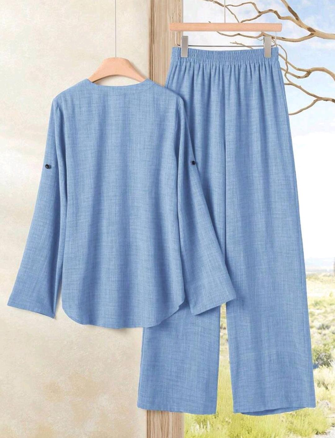 Conjunto de 2 piezas de pantalón y blusa manga larga – Bajo pedido