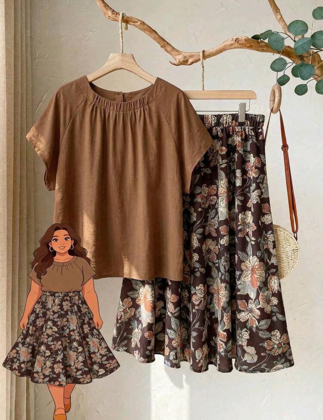 Conjunto de 2 piezas de falda y blusa