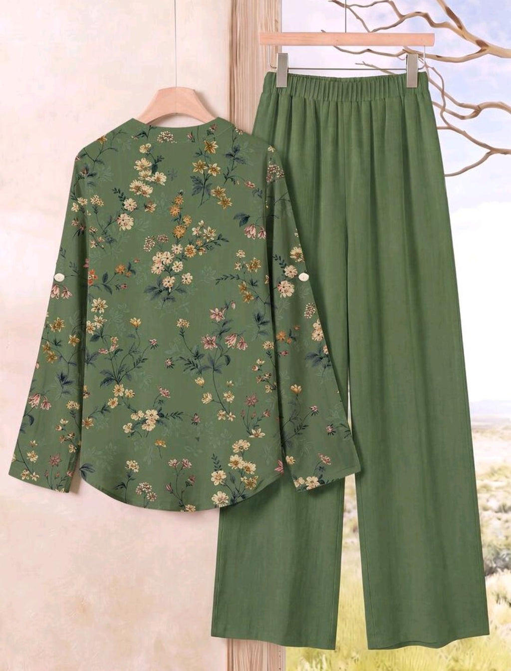 Conjunto de 2 piezas de pantalón y blusa manga larga – Bajo pedido