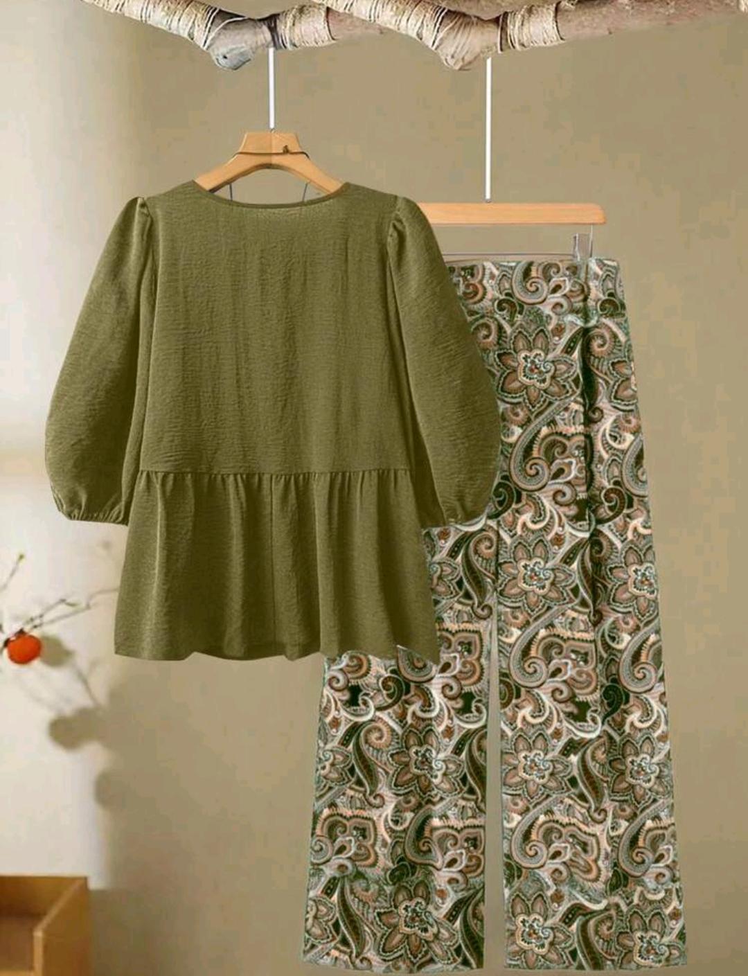 Conjunto de 2 piezas de pantalón y blusa
