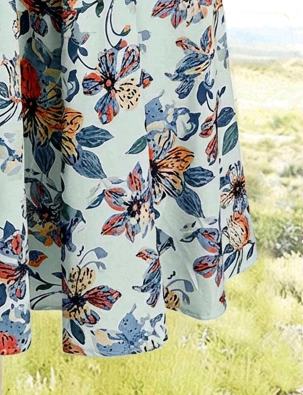 Rusticease Conjunto de 2 piezas de blusa de unicolor casual y falda acampanada con estampado floral para mujer, de verano.