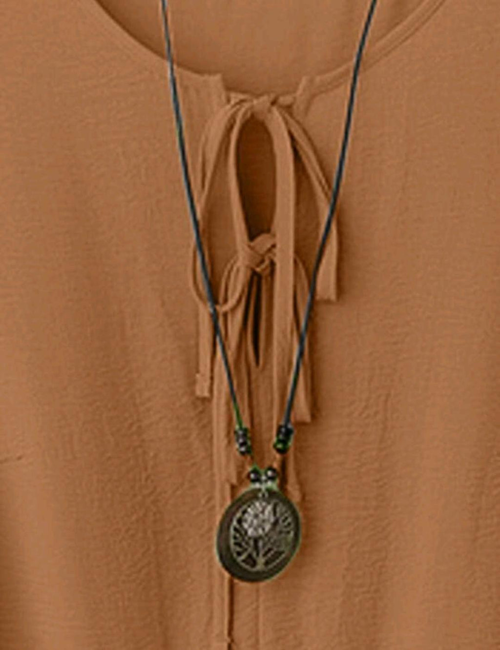 Linhara Conjunto informal de dos piezas de blusa con nudo delantero y pantalones anchos estampados para mujer de talla grande.