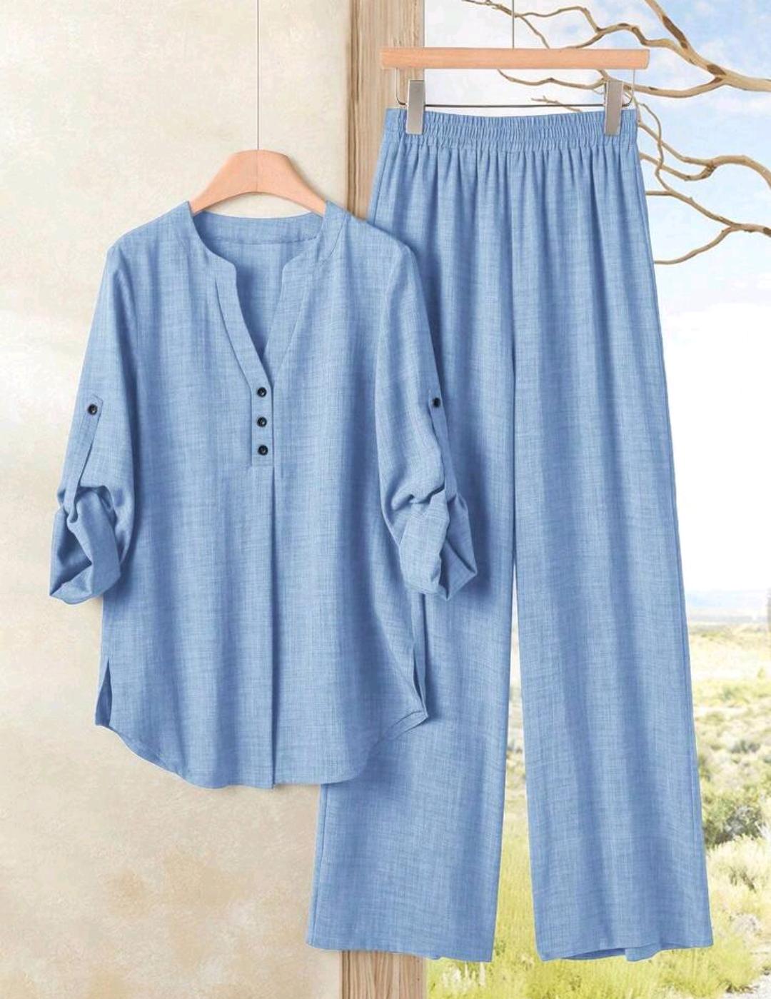 Conjunto de 2 piezas de pantalón y blusa manga larga – Bajo pedido