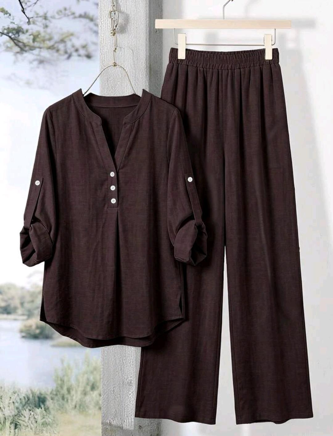 Conjunto de 2 piezas de pantalón y blusa manga larga – Bajo pedido