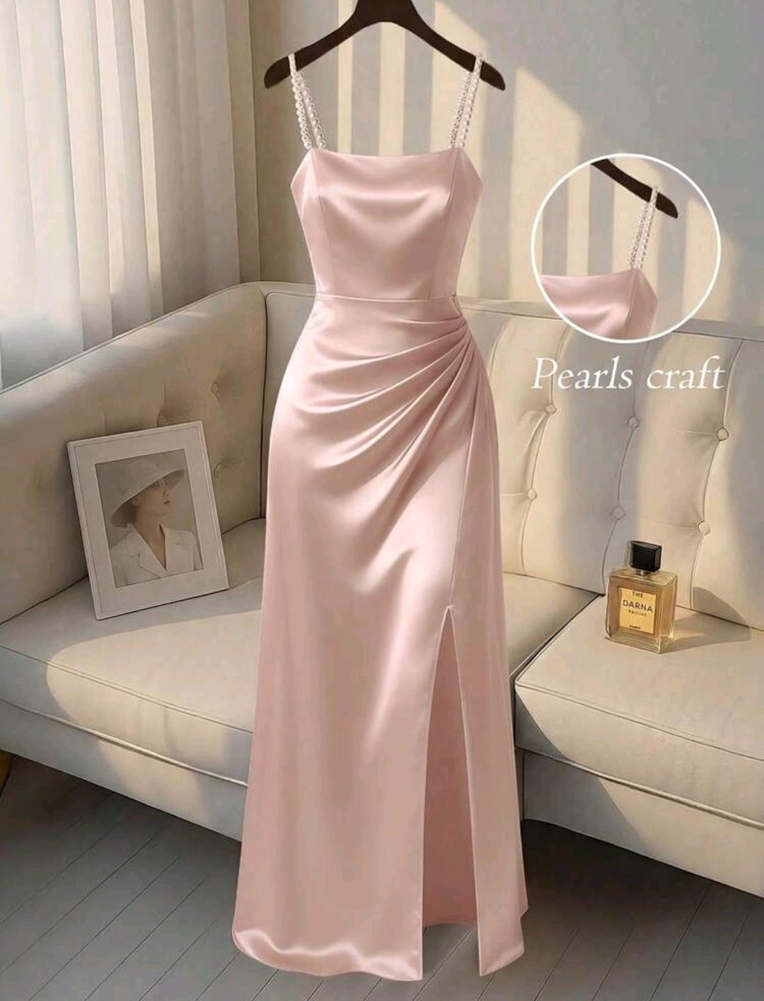 Vestido Gala Perla con drapeado y abertura | Bajo pedido