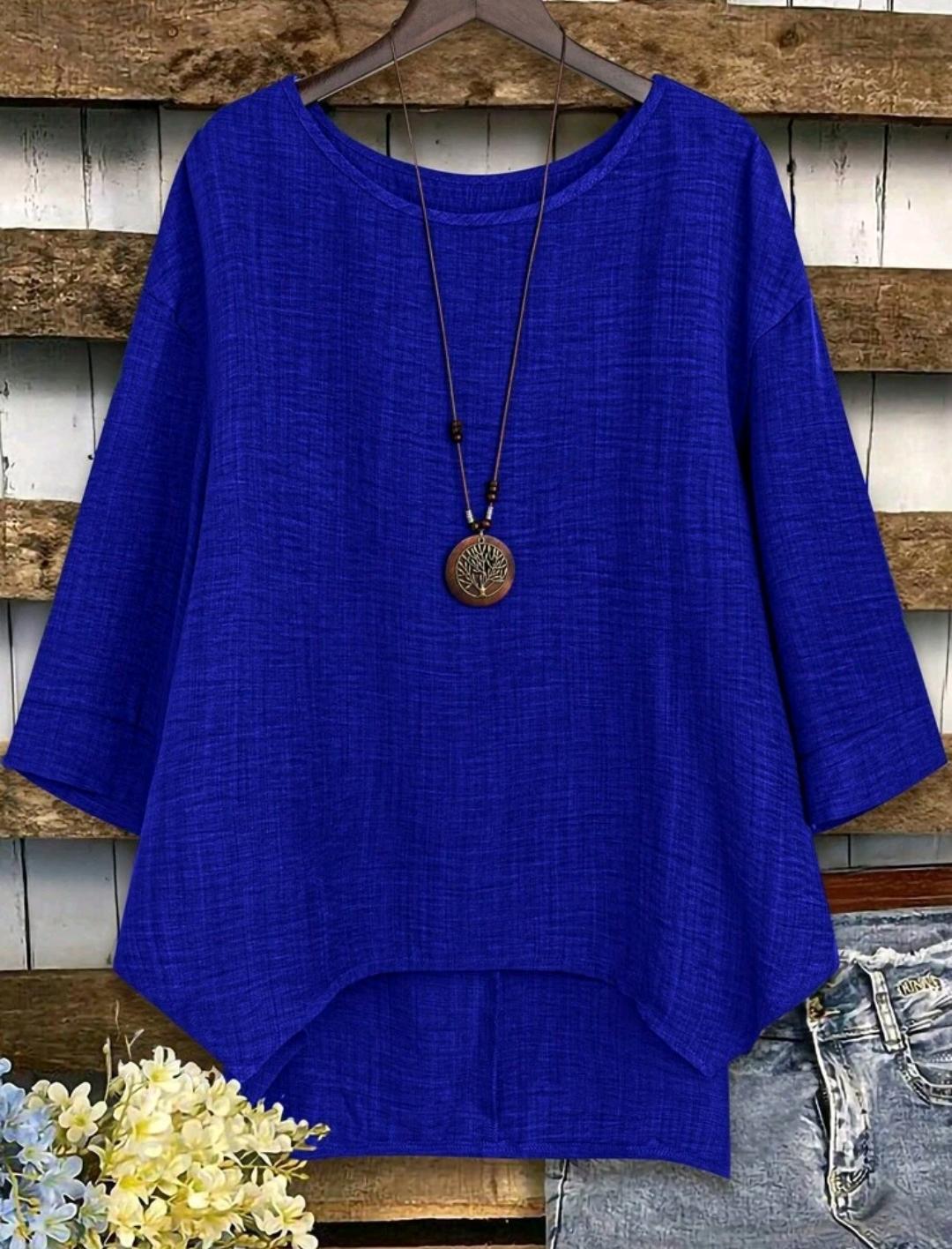 Blusa Plus de corte amplio y manga media | Bajo pedido