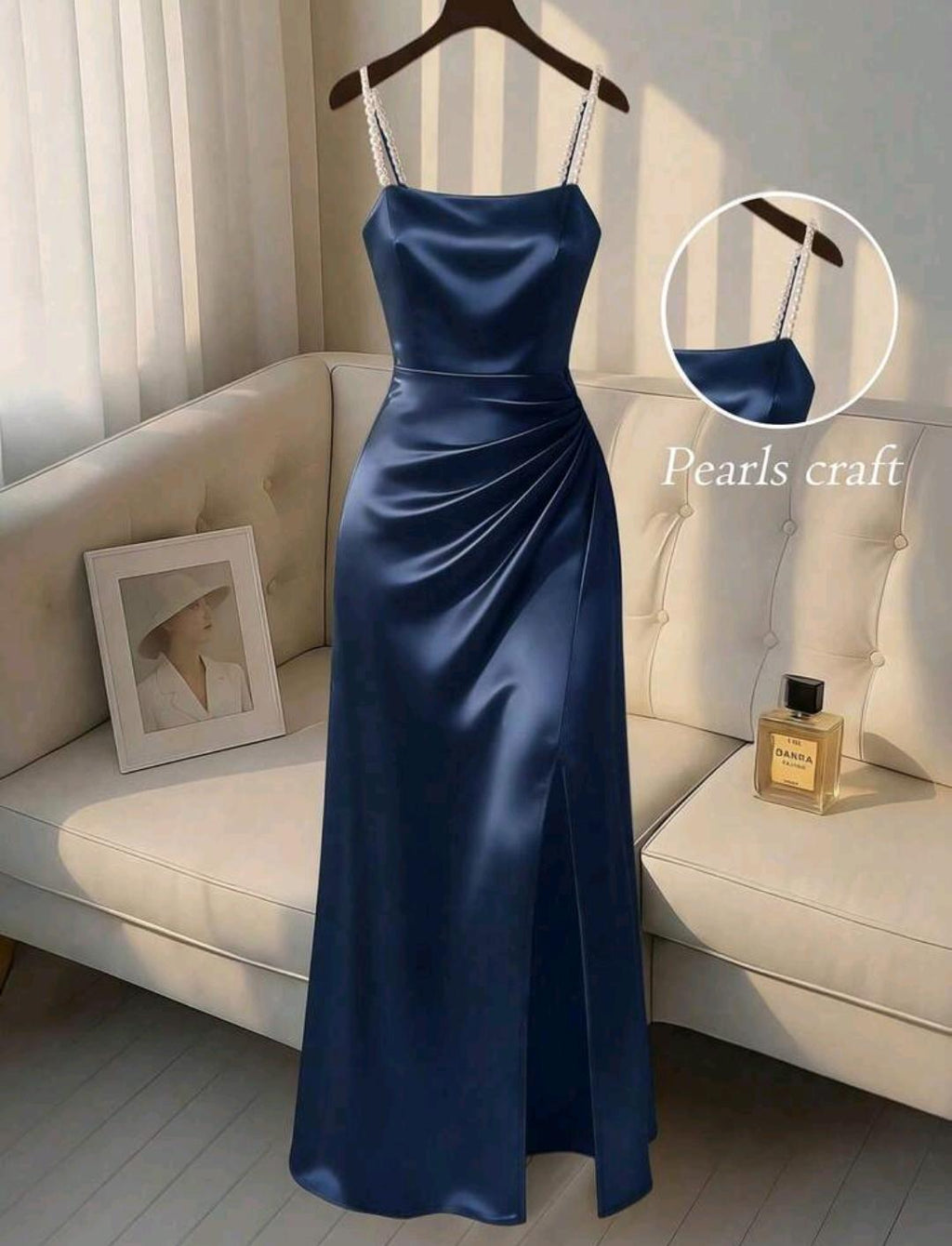 Vestido Gala Perla con drapeado y abertura | Bajo pedido