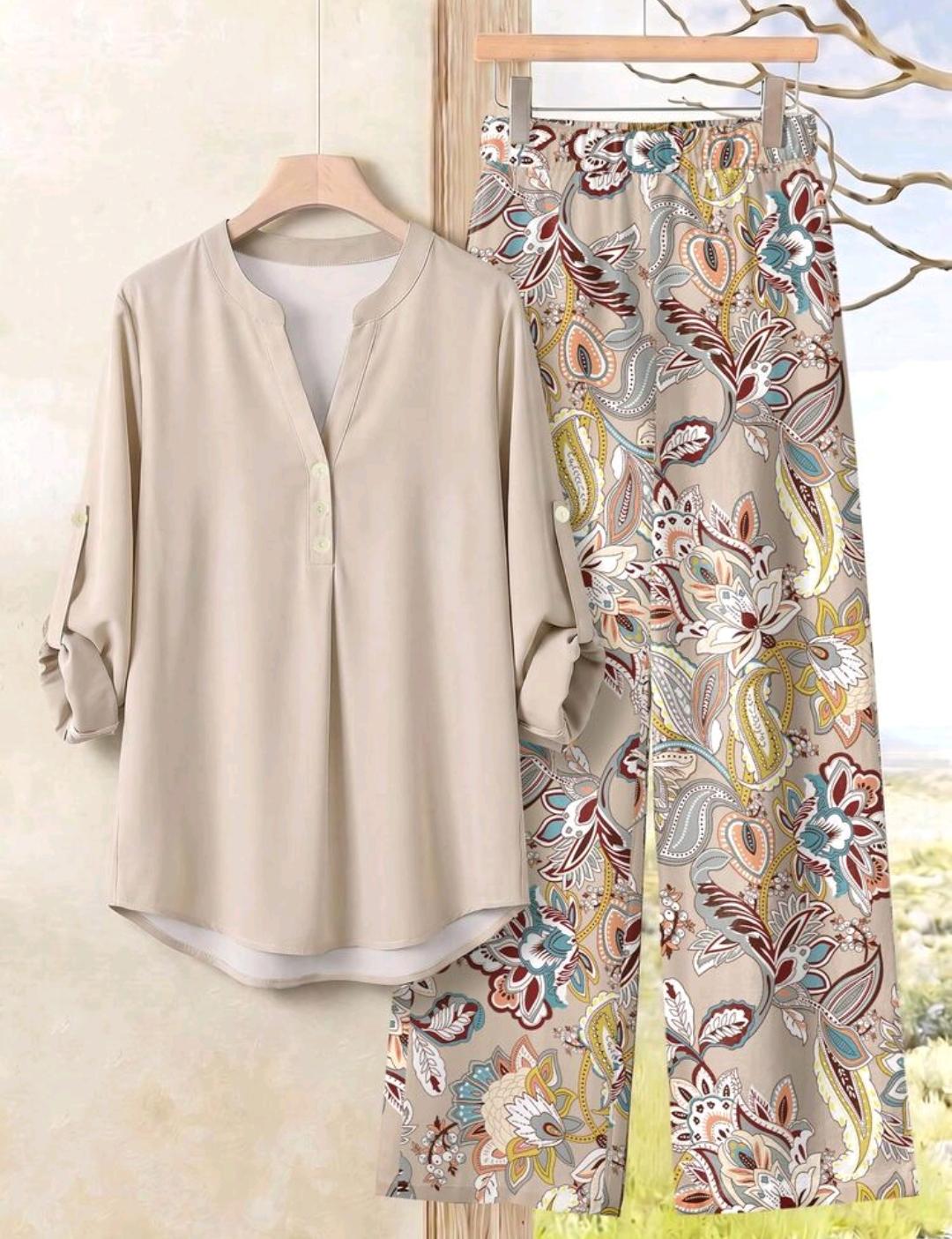 Conjunto de 2 piezas de pantalón y blusa manga larga – Bajo pedido