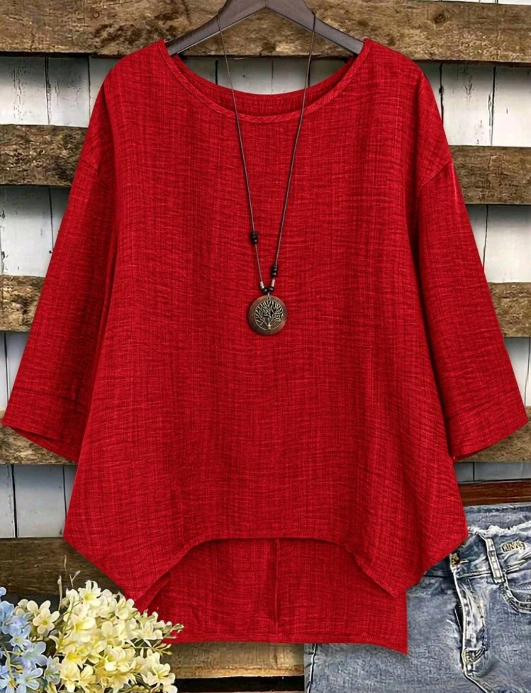 Blusa Plus de corte amplio y manga media | Bajo pedido