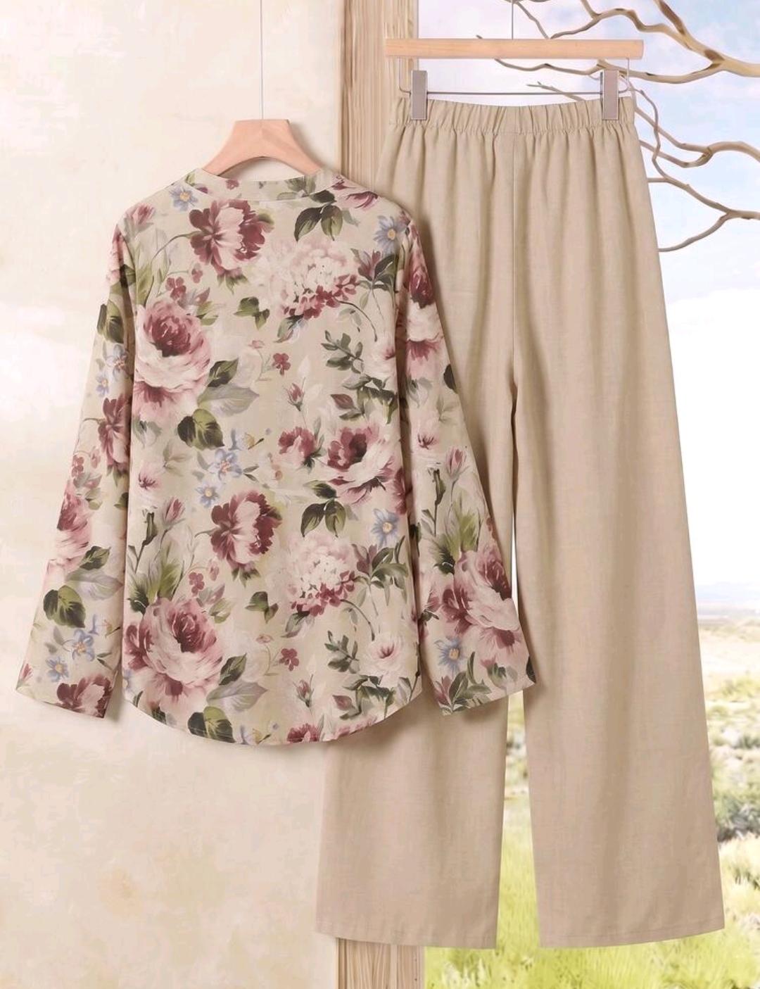 Conjunto de 2 piezas de pantalón y blusa manga larga – Bajo pedido