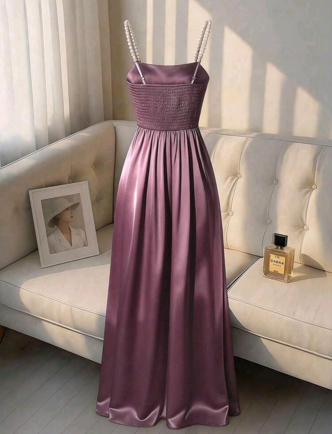 Vestido Gala Perla con drapeado y abertura | Bajo pedido