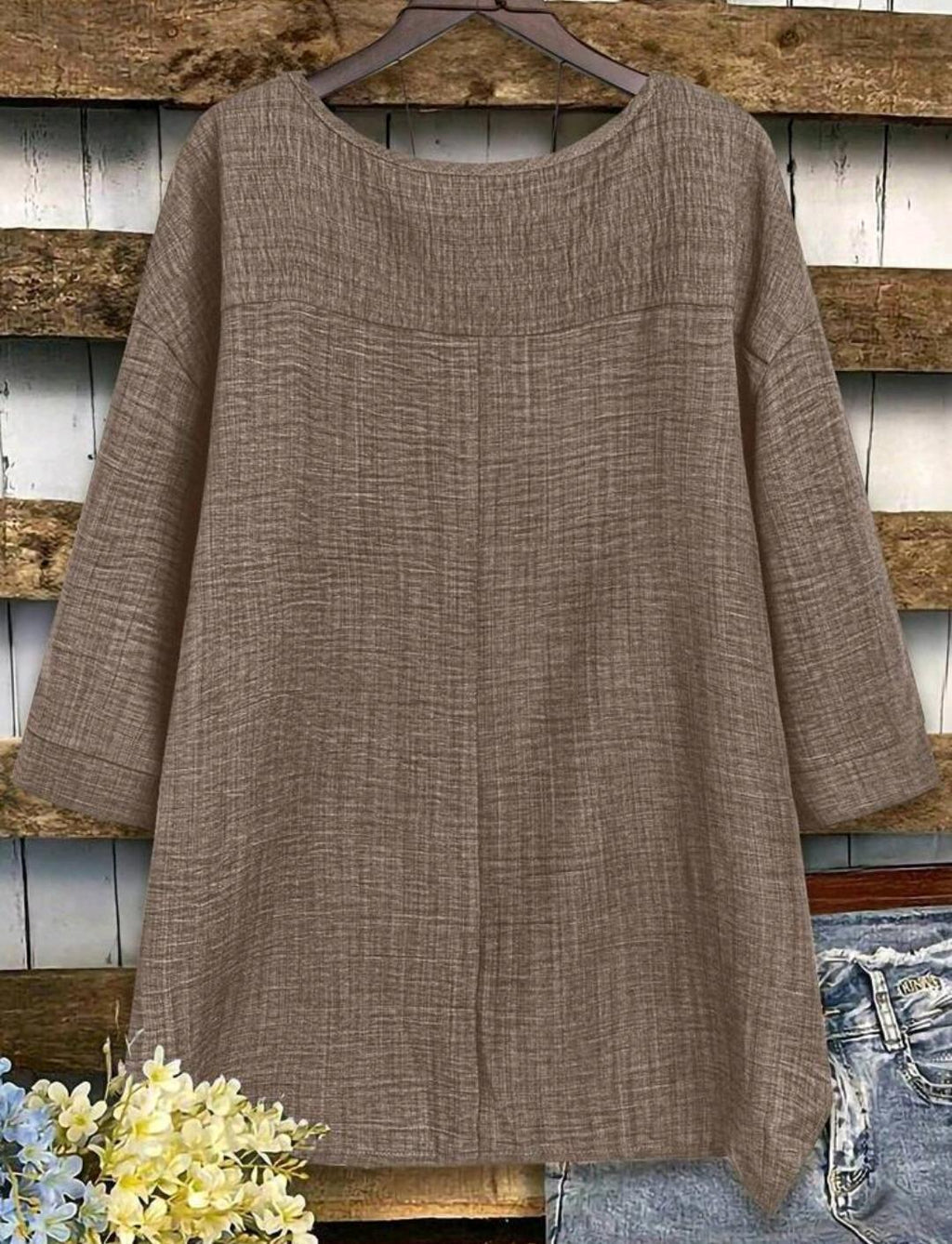 Blusa Plus de corte amplio y manga media | Bajo pedido