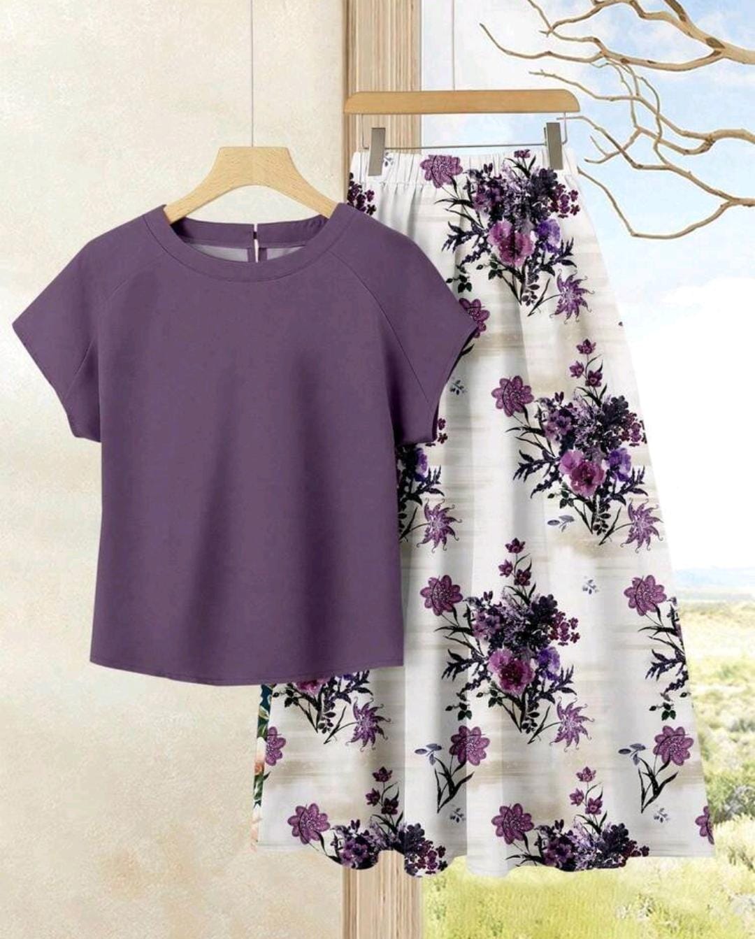 Conjunto de 2 piezas de falda y blusa