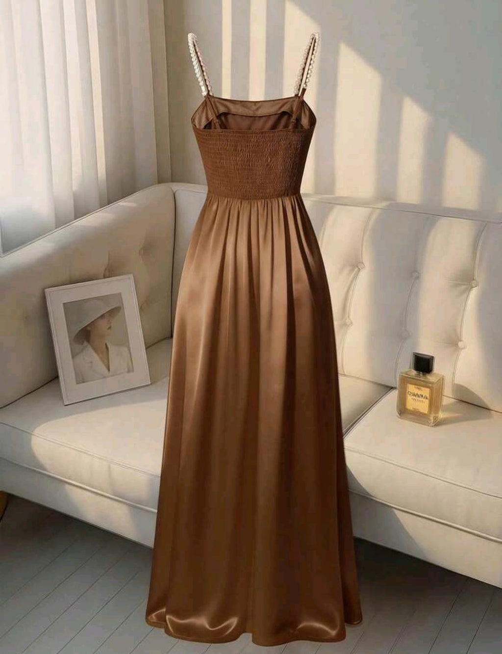 Vestido Gala Perla con drapeado y abertura | Bajo pedido