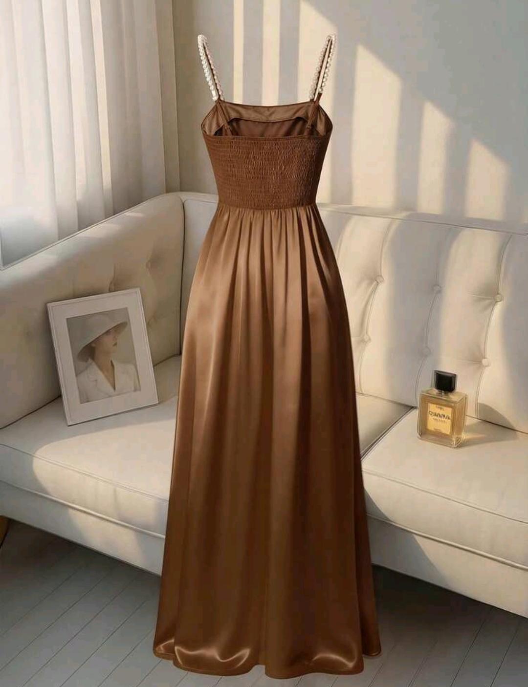 Vestido Gala Perla con drapeado y abertura | Bajo pedido