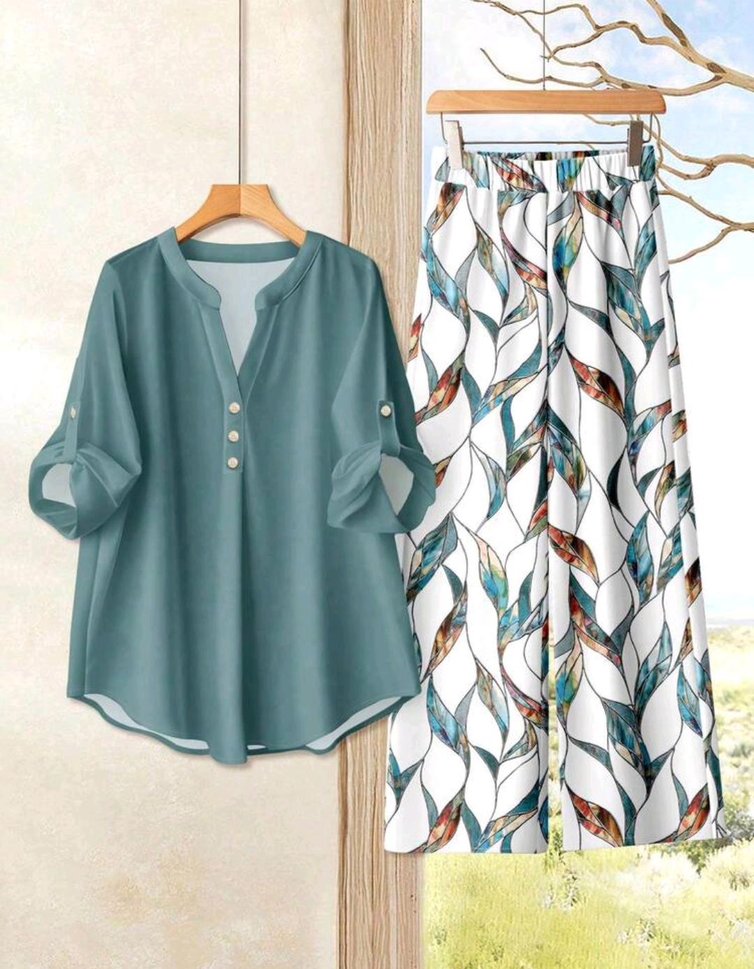 Conjunto de 2 piezas de pantalón y blusa manga larga – Bajo pedido